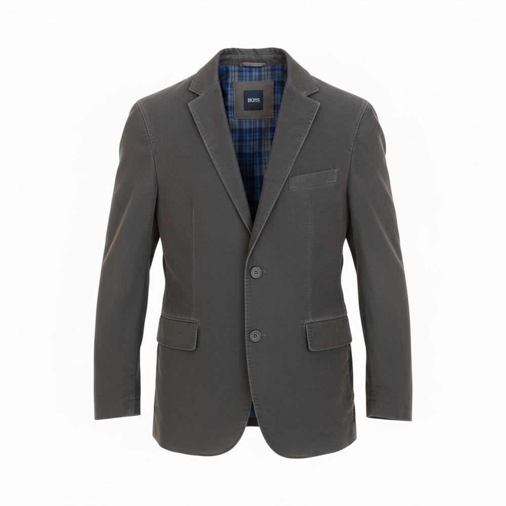 Hugo Boss BOSS Brown Sport Coat Blazer 40R Two-Button Notch Lapel Plaid Lining